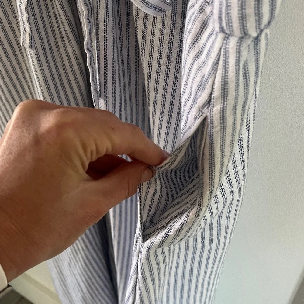 Nordstrom Rack Blue & White Striped Sleeveless Dress with Pockets Size Small S - Picture 5 of 6